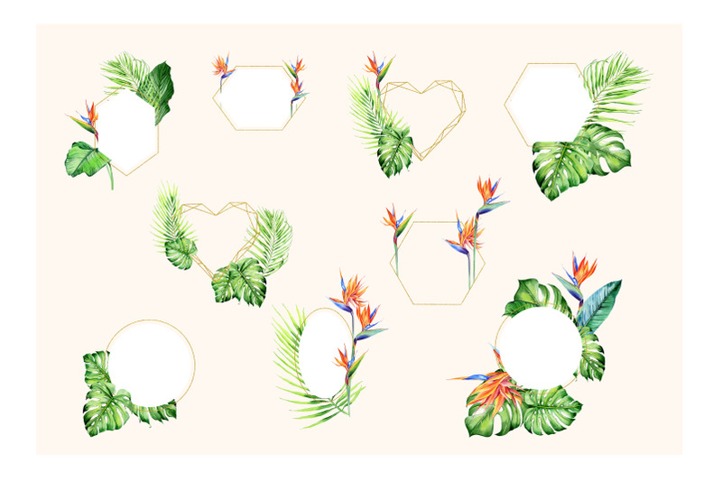 watercolour-tropical-frame-clipart-hawaii-floral-wedding-clip-art