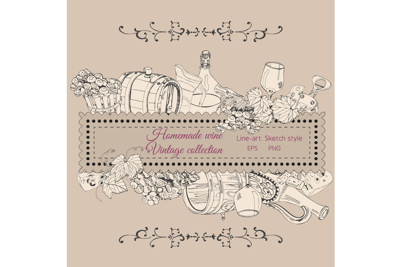 vintage-clipart-of-items-of-wine-product-hand-drawn-sketch