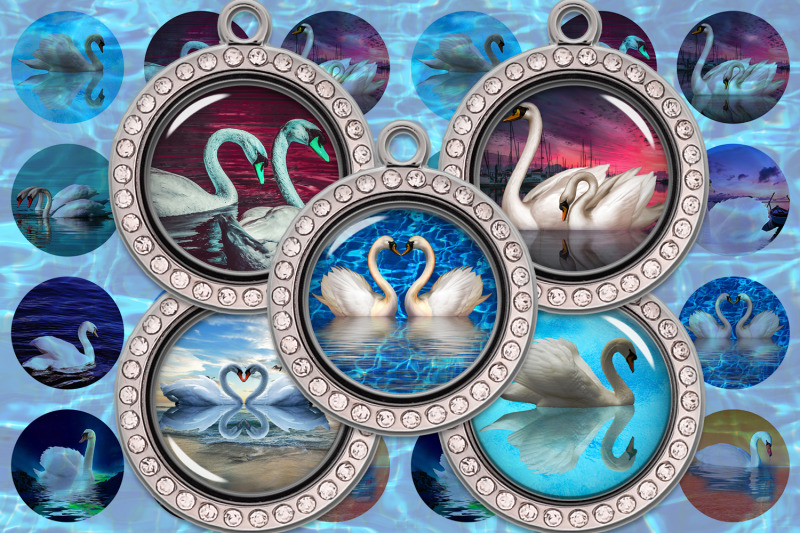 swan-digital-collage-sheet-swans-images