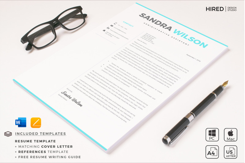 1-2-amp-3-page-resume-template-matching-cover-letter-references