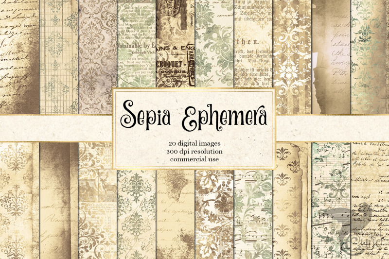 sepia-ephemera-digital-paper