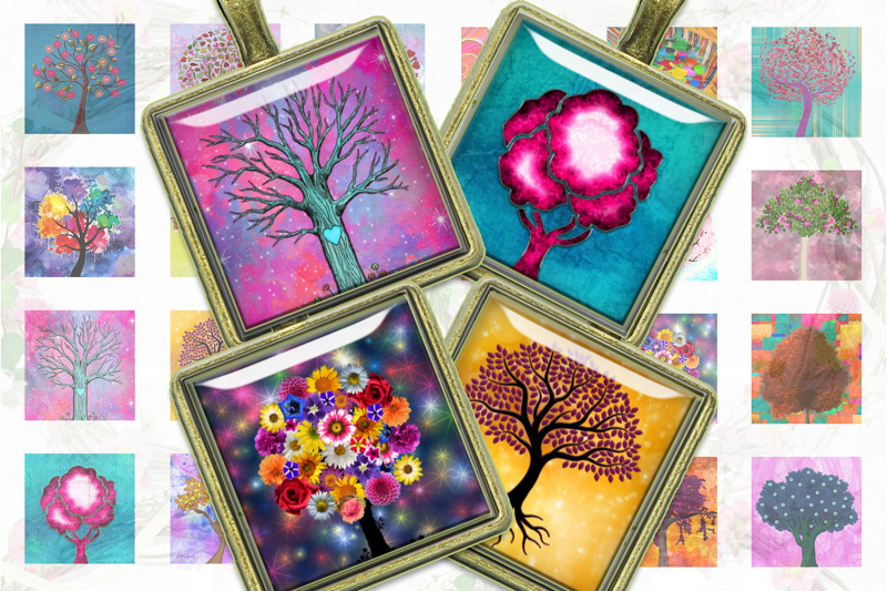 tree-of-life-colorful-trees-square-images-for-pendants