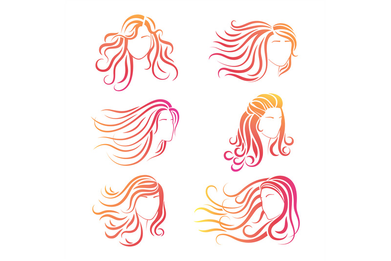 bright-female-heads-silhouettes-for-logos-design