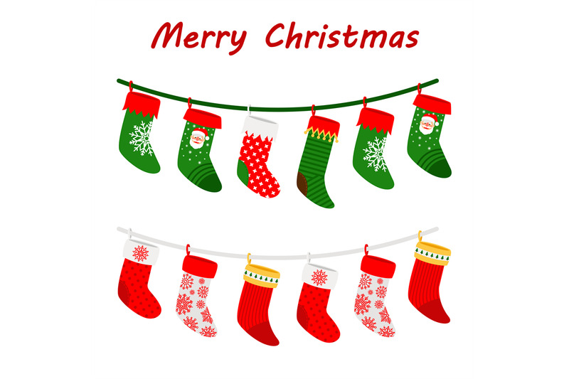 christmas-socks-garlands-icons-on-white-background