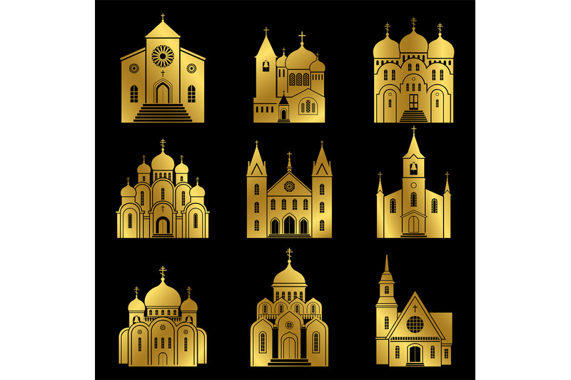 gold-christian-church-icons-on-black-background