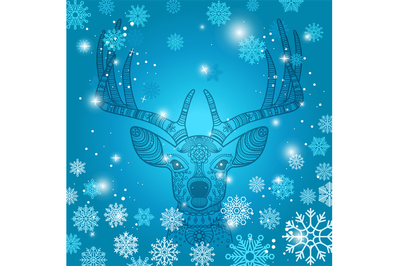 deer-and-snowflakes-doodle-background