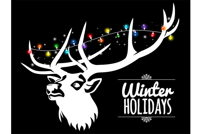 deer-and-garland-winter-background