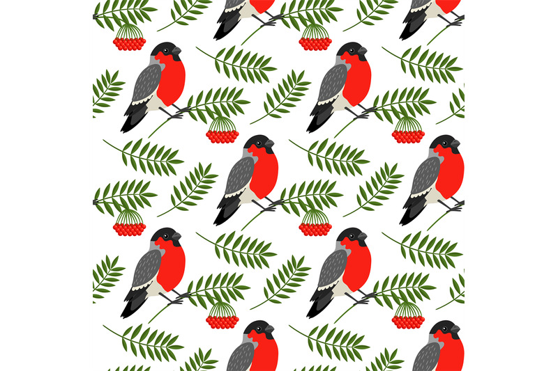 bullfinch-and-rowan-berries-pattern