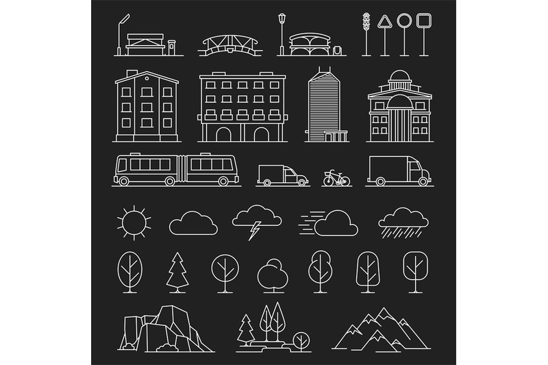 city-landscape-line-icons