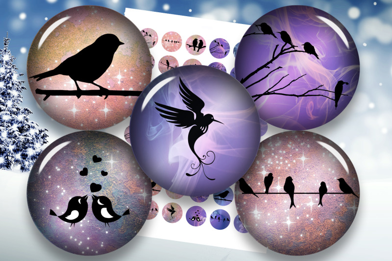 birds-silhouettes-colorful-birds-digital-collage-sheet