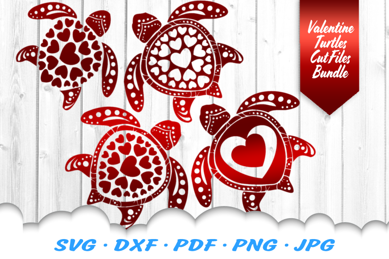 Download Valentines Sea Turtle Heart Mandala SVG DXF Cut Files Bundle By Cloud9DesignSVG | TheHungryJPEG.com