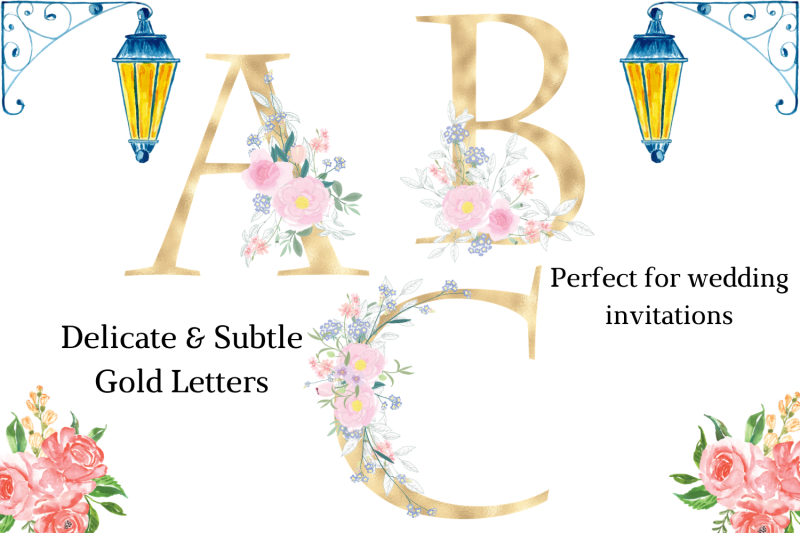 gold-foil-alphabet-with-flowers-floral-alphabet-clipart
