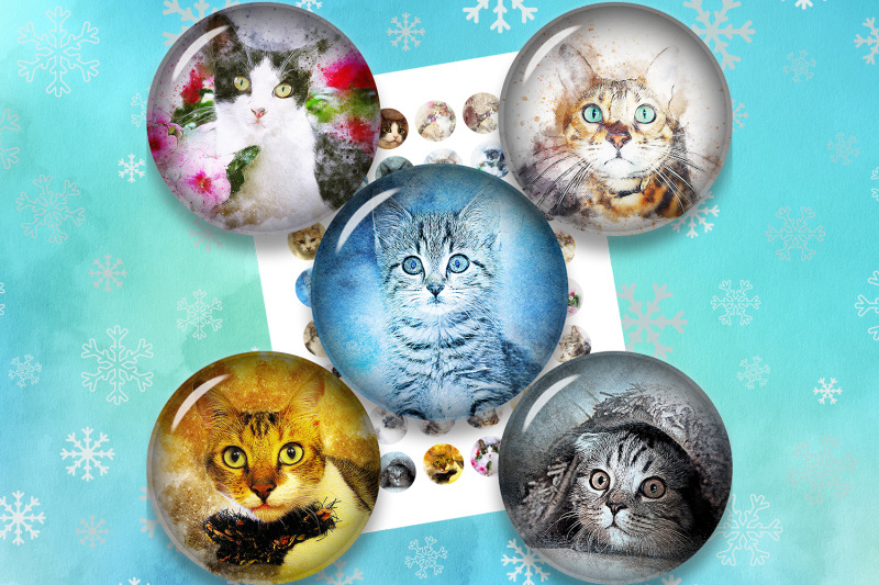 cats-digital-collage-sheet-vintage-cats-circle-images