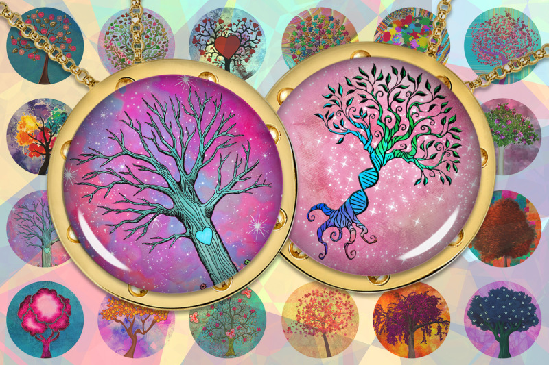 tree-of-life-colorful-trees-bottlecap-images-for-pendants-digital-coll