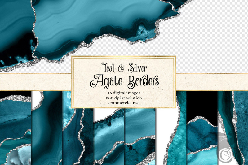 teal-and-silver-agate-borders