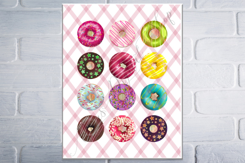 donuts-printable-round-images-digital-collage-sheet