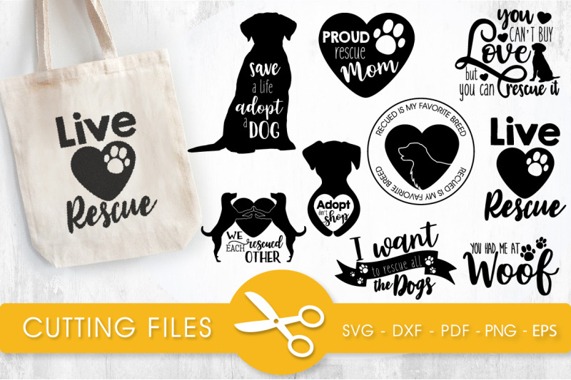 Download Rescue Dog svg bundle cutting files svg, dxf, pdf, eps, png By PrettyCuttables | TheHungryJPEG.com