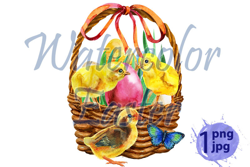 watercolor-illustration-of-yellow-chickens
