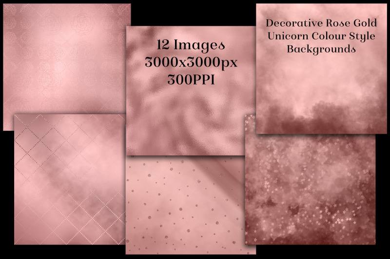 decorative-rose-gold-unicorn-colour-style-backgrounds-textures-set