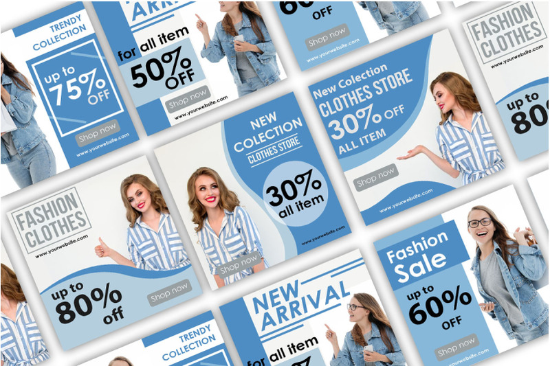social-media-post-blue-fashion-sale-collection-template