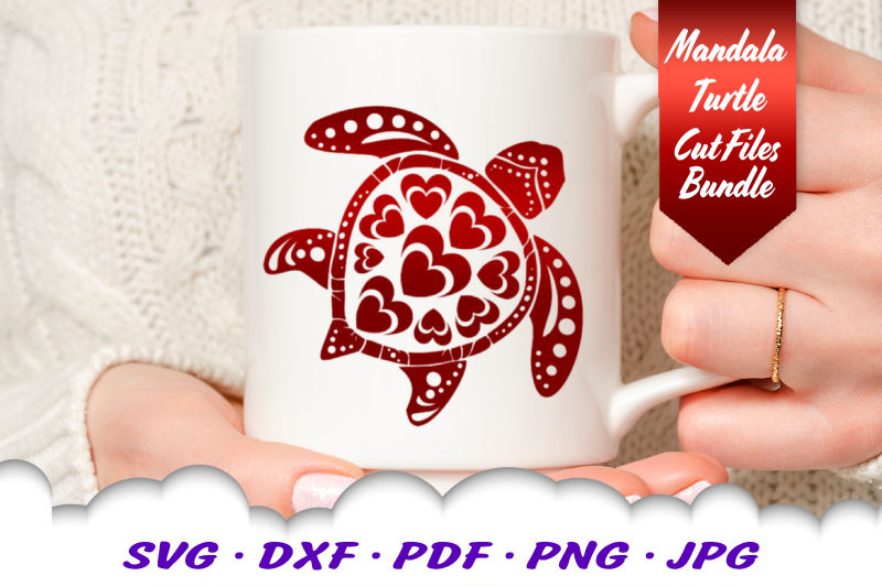 Download Valentines Mandala Sea Turtle Heart SVG DXF Cut Files ...