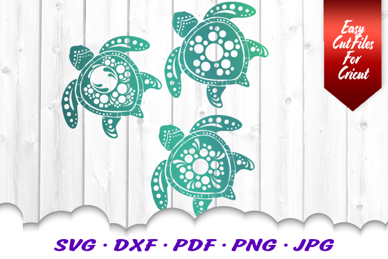 Download Mandala Sea Turtle SVG DXF Cut Files Bundle V3 By ...