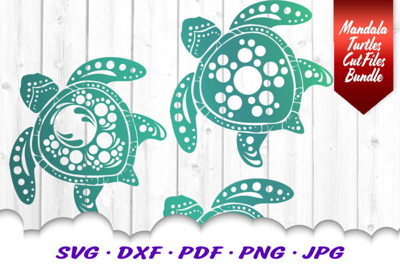 Download Mandala Sea Turtle SVG DXF Cut Files Bundle V3 By ...