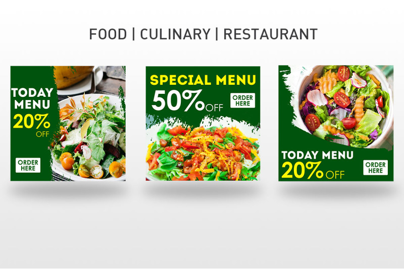 social-media-post-food-and-culinary-green-collection-template