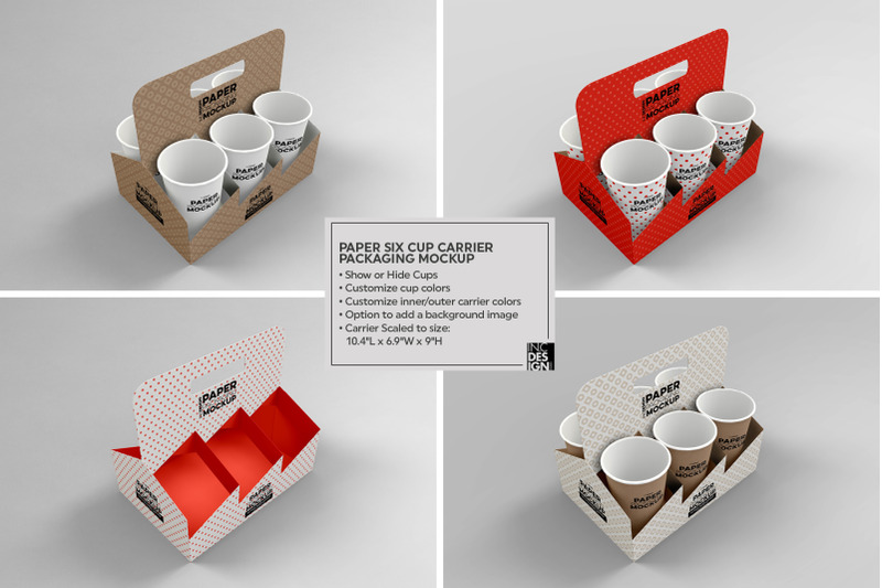Download Paper Six Cup Carrier/Holder Mockup By INC Design Studio | TheHungryJPEG.com