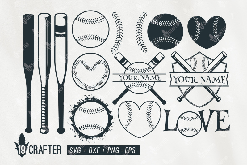 Download baseball equipment set and badge name svg bundle By ...
