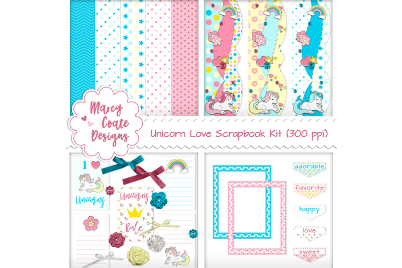 unicorn-love-digital-scrapbook-kit