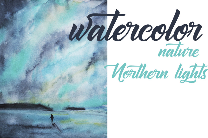 watercolor-landscape-northern-lights