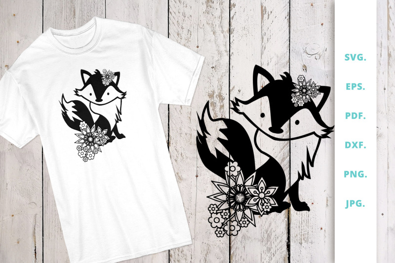 1-floral-cute-fox-svg-file-fox-cut-file-dxf