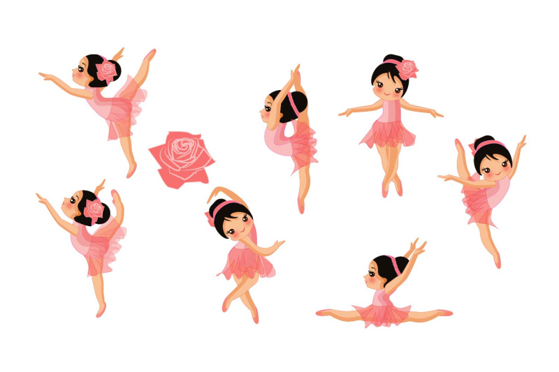 cute-pink-ballerina-bundle-clipart-graphic