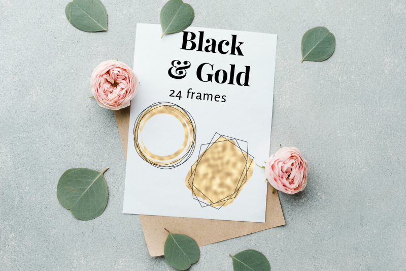 black-gold-polygonal-frames-watercolor-black-and-gold-logo