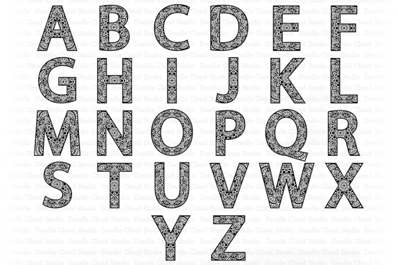 Download Mandala Alphabet SVG, Mandala Letters, Alphabet Clipart ...