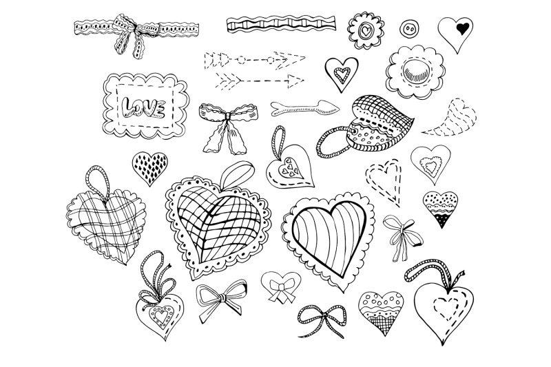 hand-drawn-sewing-hearts-set-of-vector-monochrome-items