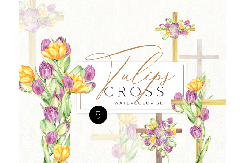 watercolor-floral-cross-baptism-wood-cross-tulips-clipart-hand-pai