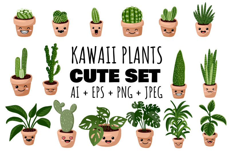 kawaii-plants-cute-set