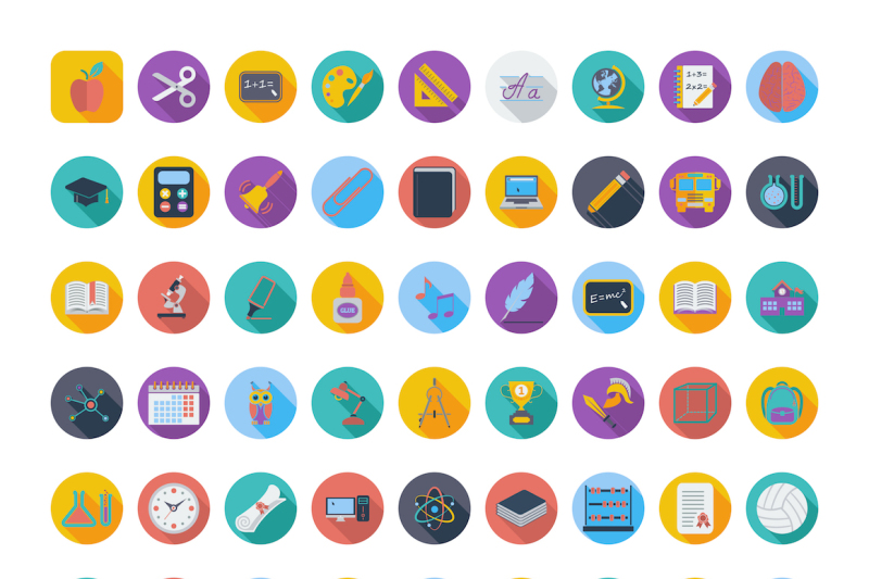 education-color-flat-icons-set