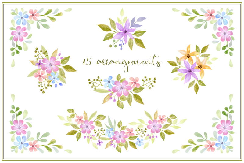 spring-flowers-watercolor-wreaths-and-bouquets