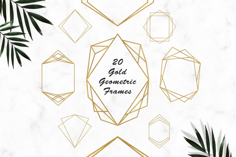 gold-frames-clipart-gold-glitter-geometric-frames-clipart-digital-fr