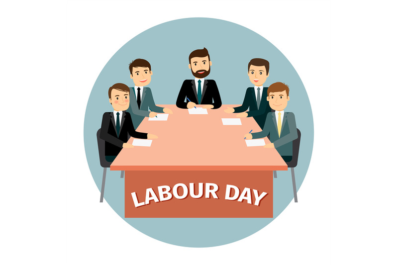 labour-day-vector-poster-with-cartoon-business-people