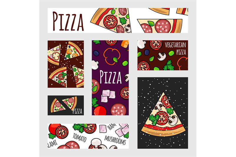 cartoon-pizza-banners-template-fast-food-label-banner-flyer-design