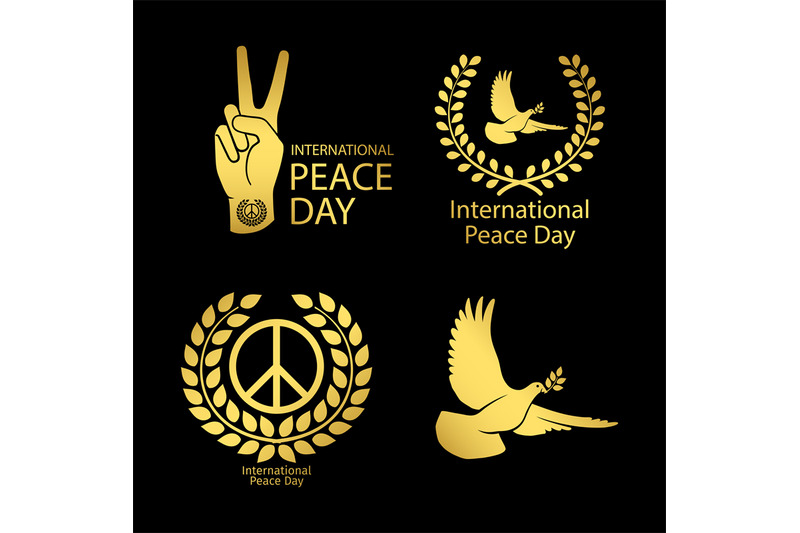 gold-peace-day-logos-set