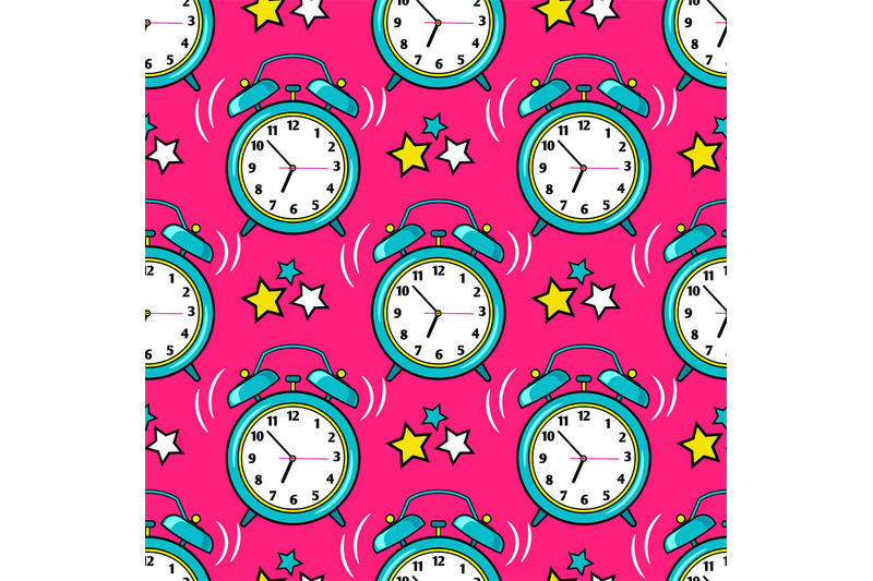 bright-alarm-clock-seamless-pattern