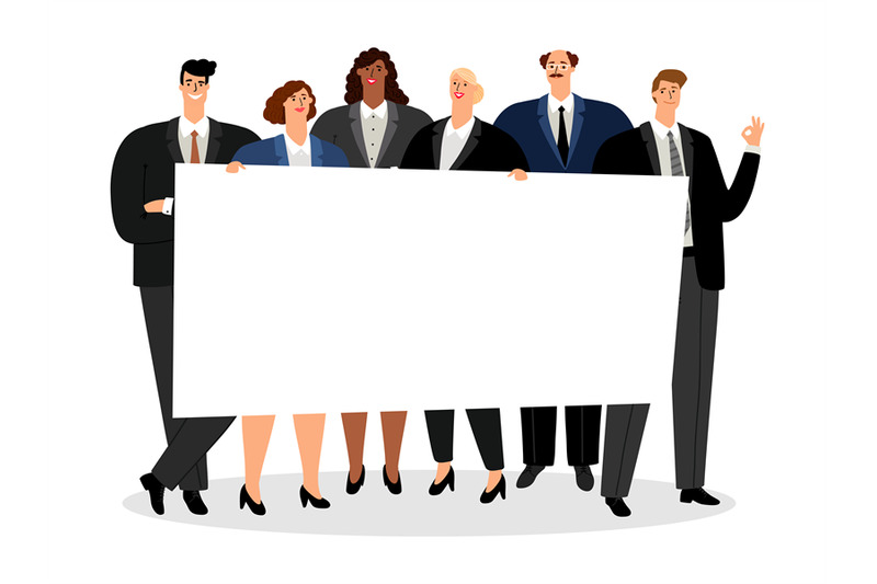 business-people-holding-blank-banner