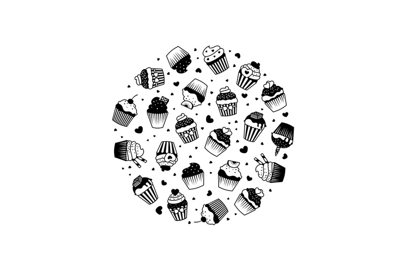 cake-silhouette-banner-design-black-cupcakes-vector-illustration