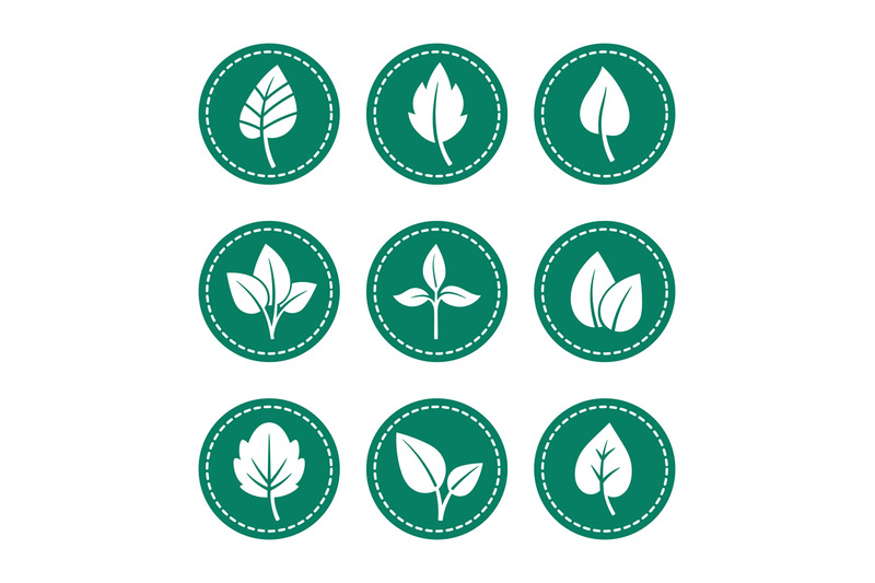 green-leaf-round-icons-set