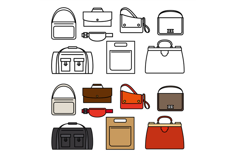 line-and-flat-bags-icons